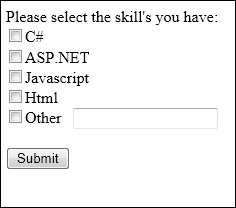 ASP.NET Web Forms checkbox validation example with an Other option and text input