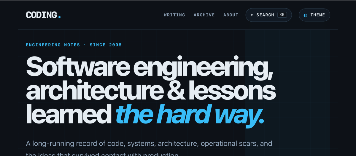 The redesigned Coding homepage at coding.infoconex.com.